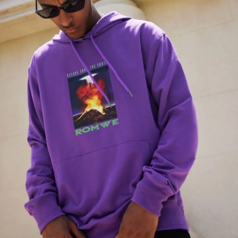 Romwe purple men’s hoodie